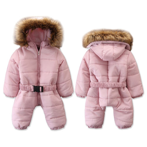 Winter Baby Onesie with Fur Collar and Thick Cotton