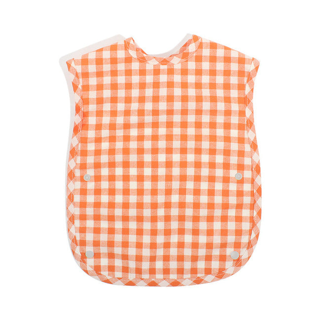 Fashion Plaid Waterproof Cotton Bib for Infants and Kids