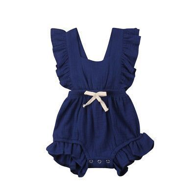 Baby Girls' Triangle Romper with Ruffled Sleeves and Bow