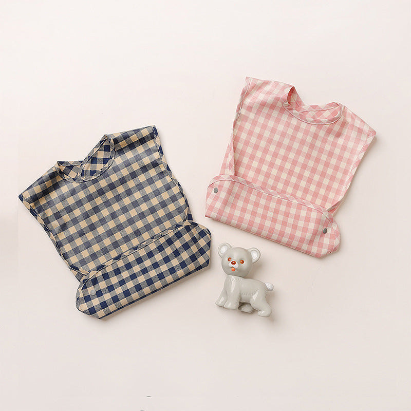 Fashion Plaid Waterproof Cotton Bib for Infants and Kids