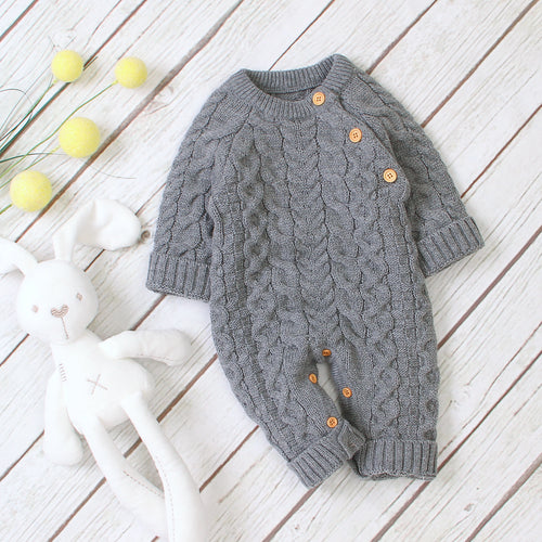 Baby Onesie with Shoulder Snap Knit in Solid Colors