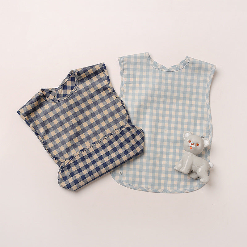Fashion Plaid Waterproof Cotton Bib for Infants and Kids